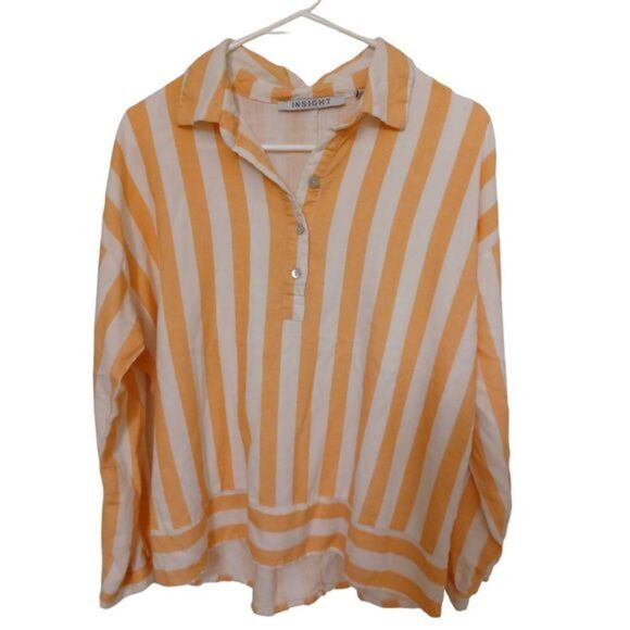 Insight Tops - Insight Top Longsleeves Orange/White Stripes With 3 Buttons XL